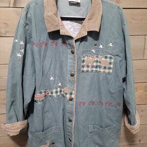 Vintage Jacket Embroidered Womens Sz 2X 3X Teddi brand Farm Deer